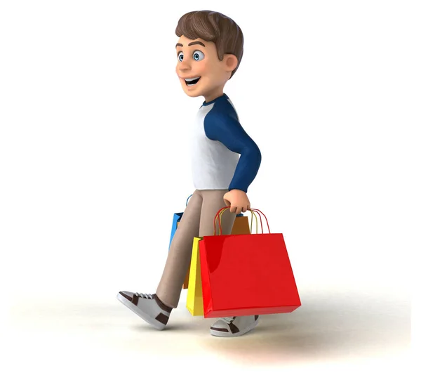 Cartoon Character Fun Teenager Shopping — Stock Photo, Image