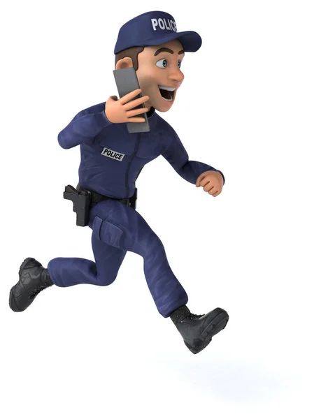 Leuke Illustratie Van Een Cartoon Police Officer Met Smartphone — Stockfoto