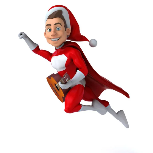 Fun Illustration Fun Super Santa Claus Guitar — Stock Photo, Image