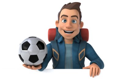 Toplu bir 3D karikatür sırt çantalı eğlenceli illüstrasyon