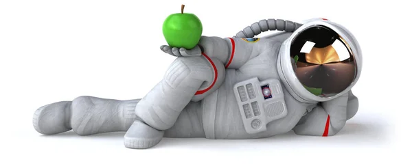 Astronauta Divertido Com Maçã Ilustração — Fotografia de Stock