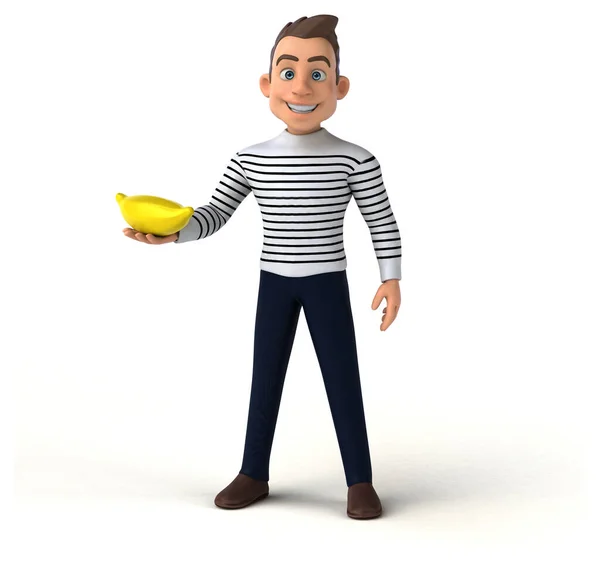 バナナと楽しい3D漫画カジュアルキャラクター — ストック写真