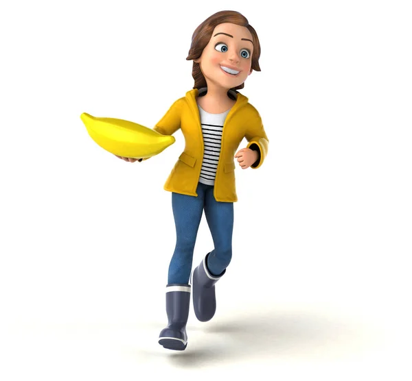 Szórakoztató Illusztráció Egy Rajzfilm Tizenéves Lány Banán — Stock Fotó