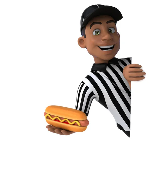 Divertente Illustrazione Arbitro Americano Con Hotdog — Foto Stock