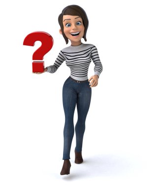 Sorusu olan eğlenceli 3D karikatür karakteri 