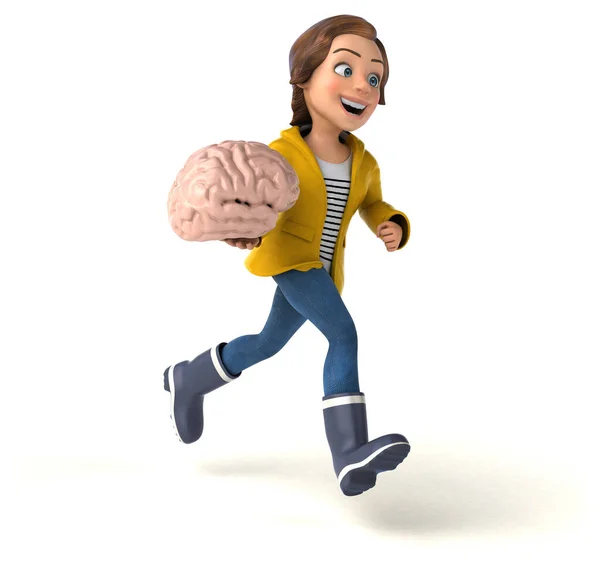 Leuke Illustratie Van Een Cartoon Tiener Meisje Met Hersenen — Stockfoto