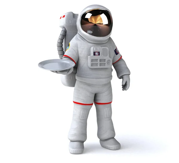 Fun Astronaut Mit Teller Illustration — Stockfoto