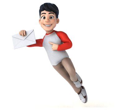 Zarflı manga tarzı eğlenceli bir Asyalı genç. 