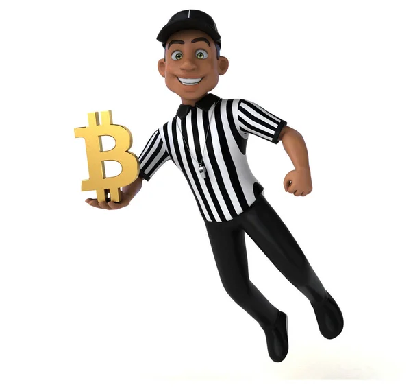 Lustige Illustration Eines Amerikanischen Schiedsrichters Mit Bitcoin — Stockfoto