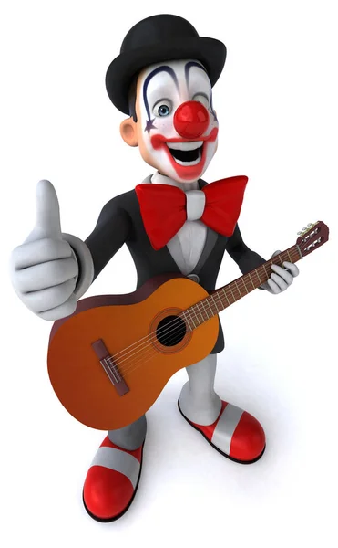 Spaßclown Mit Gitarre Illustration — Stockfoto