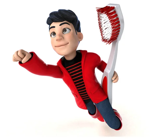 Fun Cartoon Teenage Boy Toothbrush — Stock Photo, Image
