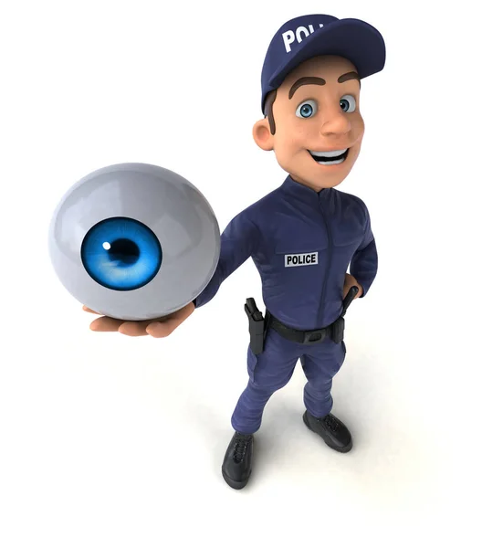 Fun Illustration Cartoon Police Officer Eye — Stock Photo, Image