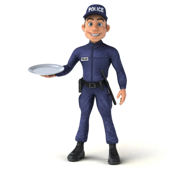 Leuke Illustratie Van Een Cartoon Politieagent Met Bord — Stockfoto