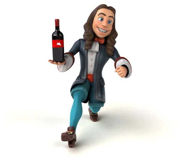 Illustration Eines Cartoon Mannes Historischem Barockkostüm Mit Wein — Stockfoto