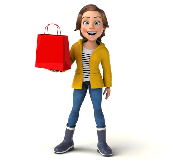 Весела Ілюстрація Мультфільму Покупки Дівчини Підлітка — стокове фото