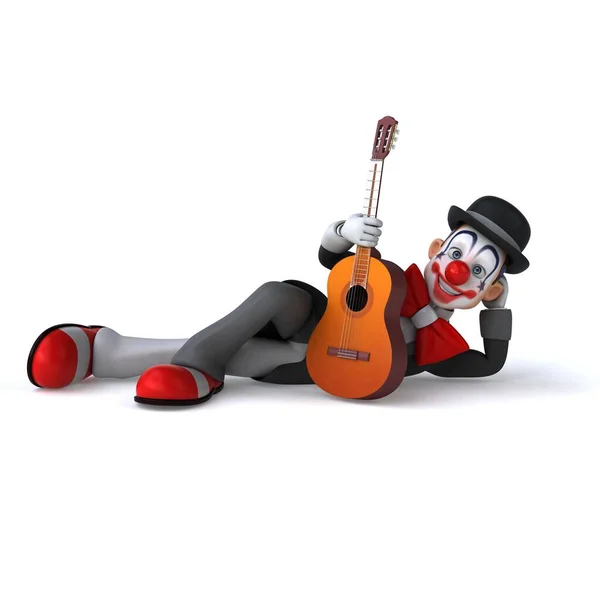 Lustige Illustration Eines Lustigen Clowns Mit Gitarre — Stockfoto