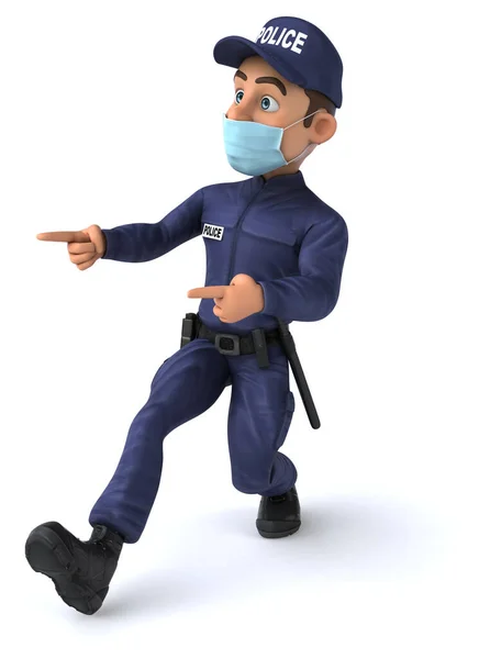 Divertente Illustrazione Personaggio Dei Cartoni Animati Police Officerin Maschera — Foto Stock