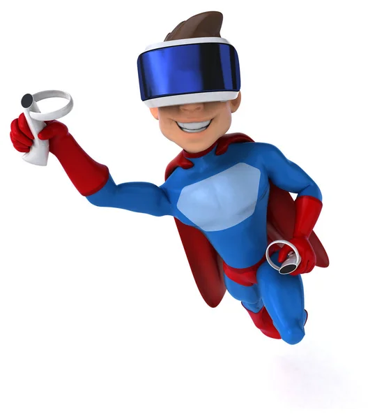Vrヘルメット付きスーパーヒーローキャラクターの楽しい3Dイラスト — ストック写真