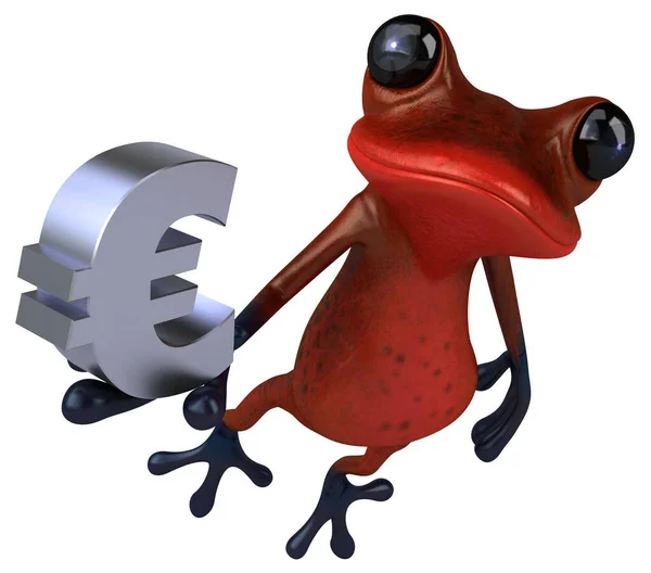 Lustiger Roter Frosch Mit Euro Illustration — Stockfoto