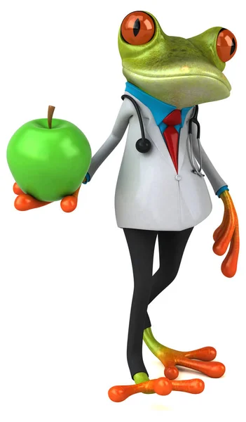 Médecin Grenouille Avec Pomme Illustration — Photo