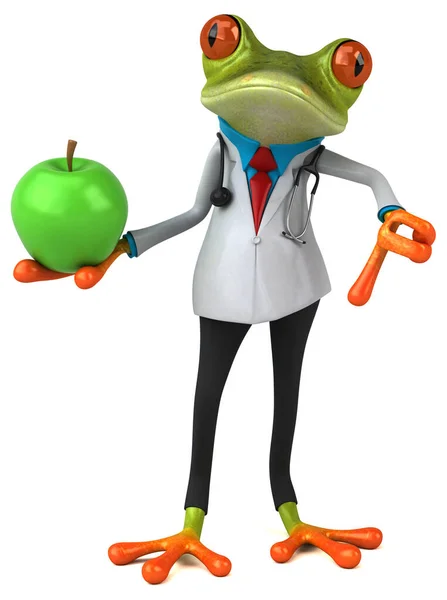 Médico Rana Con Manzana Ilustración — Foto de Stock