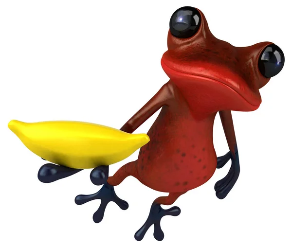Веселая Красная Лягушка Бананом Версия — стоковое фото