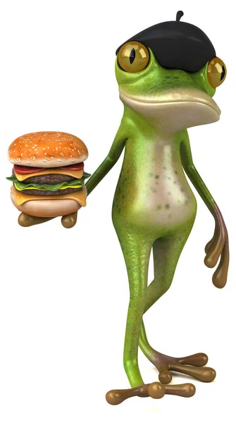 Fun French Frog Burger Illustration — Stock Photo, Image