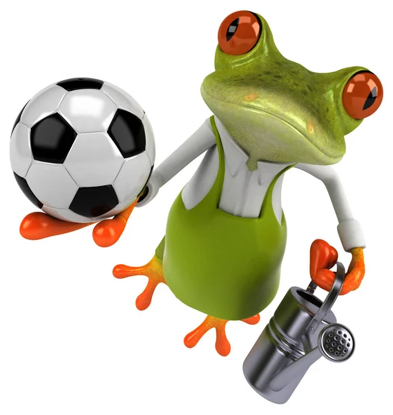 Lustiger Froschgärtner Mit Ball Illustration — Stockfoto