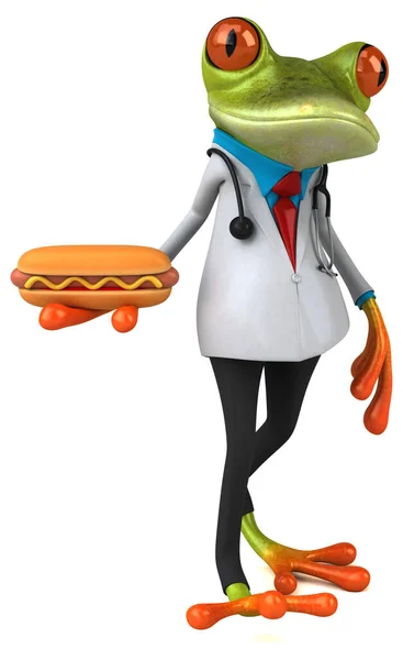 Médecin Grenouille Avec Hot Dog Illustration — Photo