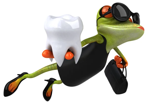 歯でカエルを楽しむ 3Dイラスト — ストック写真