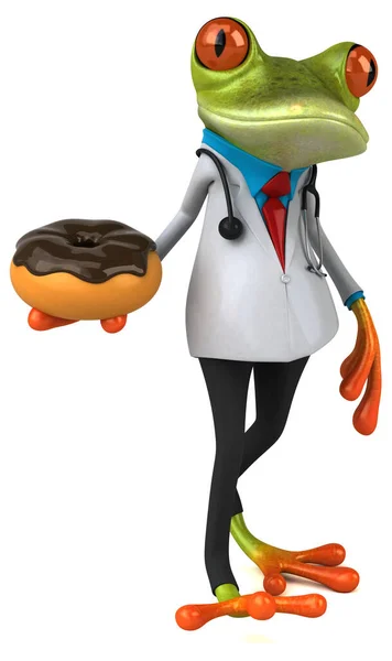 Donutlu Kurbağa Doktor Görüntü — Stok fotoğraf