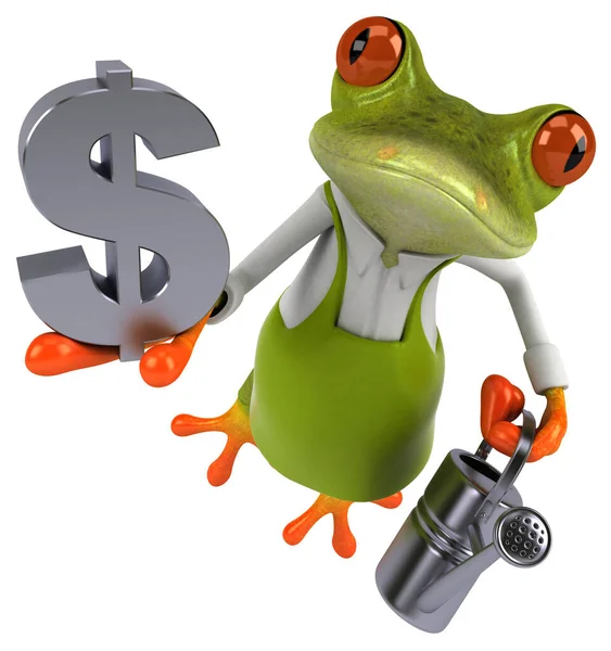 Fun Βάτραχος Κηπουρός Δολάριο Εικονογράφηση — Φωτογραφία Αρχείου