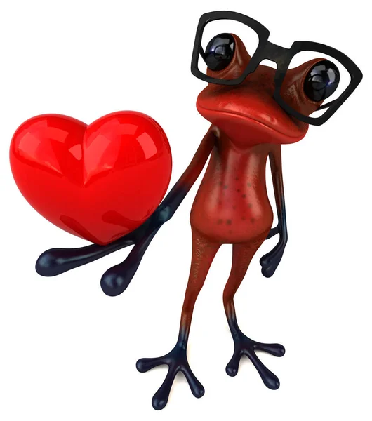 Fun Red Frog Heart Illustration — Stock Photo, Image