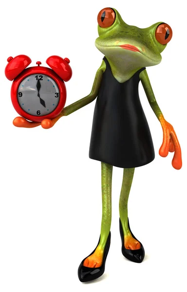 Grenouille Amusante Avec Horloge Illustration — Photo