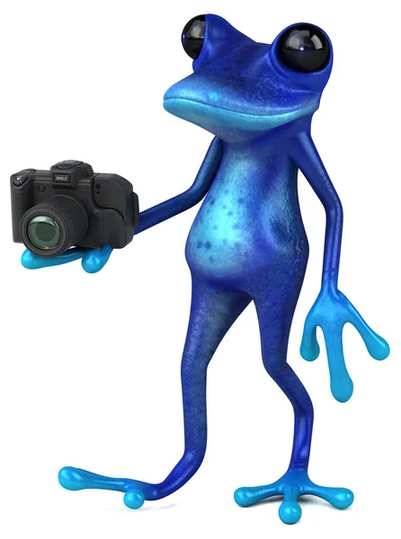 Fun Blue Frog Camera Illustration — Stock Photo, Image