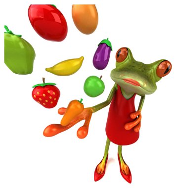 Meyveli eğlenceli kurbağa - 3D Görüntü