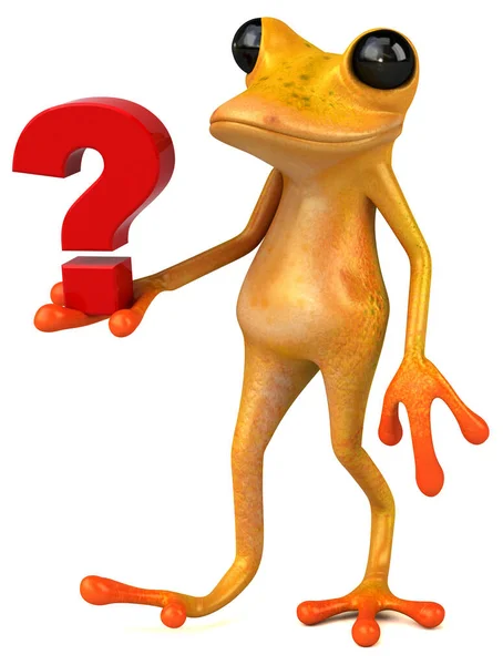 Lustiger Gelber Frosch Mit Frage Illustration — Stockfoto