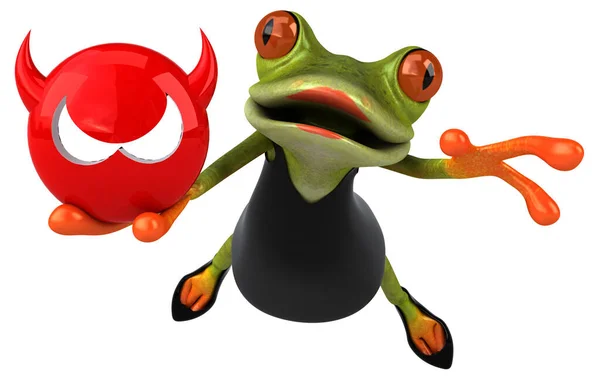 带有病毒的有趣青蛙 3D说明 — 图库照片