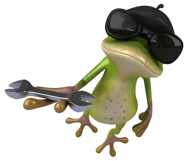 Lustiger Französischer Frosch Mit Werkzeug Illustration — Stockfoto