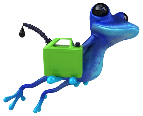 含油的有趣的蓝色青蛙 3D图解 — 图库照片