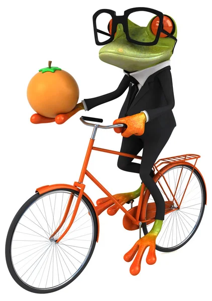 Lustiger Frosch Mit Orange Illustration — Stockfoto