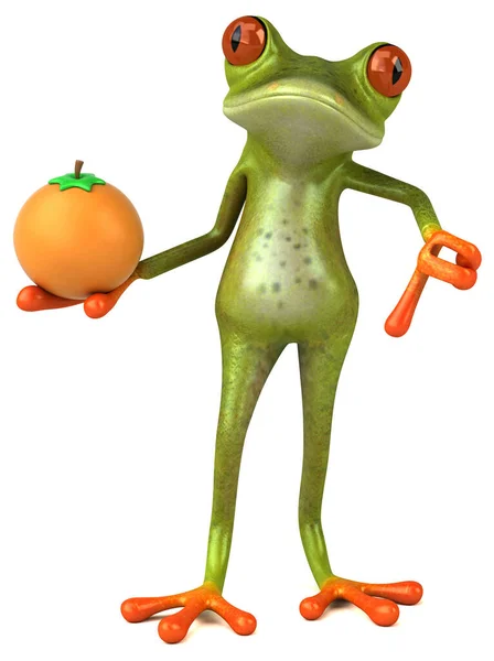 오렌지 삽화가 재미있는 개구리 — 스톡 사진
