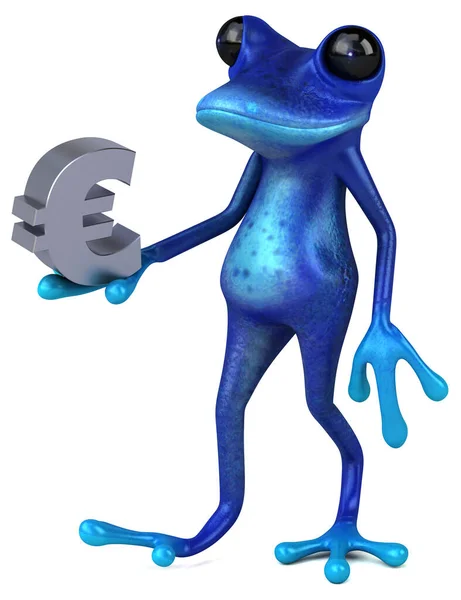 Fun Blue Frog Euro Illustration — Stock Photo, Image