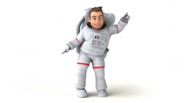 Komik çizgi film karakteri astronot dansı - 3 boyutlu animasyon 