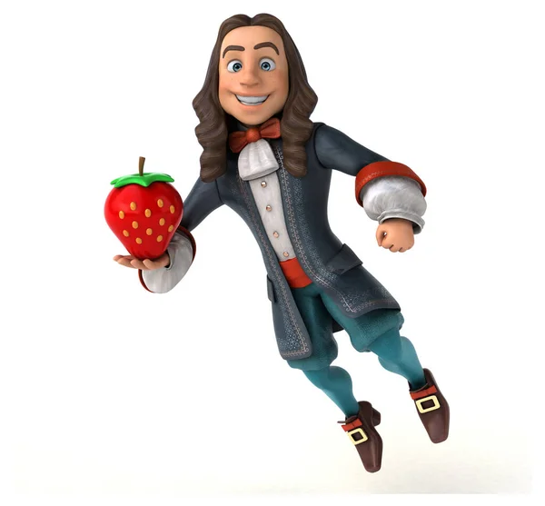 Illustration Eines Cartoon Mannes Historischen Barockkostüm Mit Erdbeere — Stockfoto