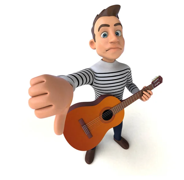 Divertido Personaje Casual Dibujos Animados Con Guitarra — Foto de Stock