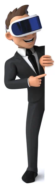 Divertente Illustrazione Uomo Affari Personaggio Dei Cartoni Animati Con Casco — Foto Stock