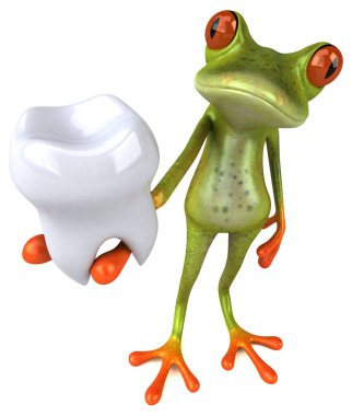 Dişli eğlenceli kurbağa - 3D Görüntü