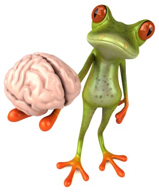 Beyni olan eğlenceli kurbağa - 3D İllüstrasyon