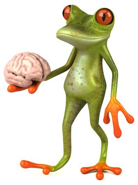 Beyni olan eğlenceli kurbağa - 3D İllüstrasyon